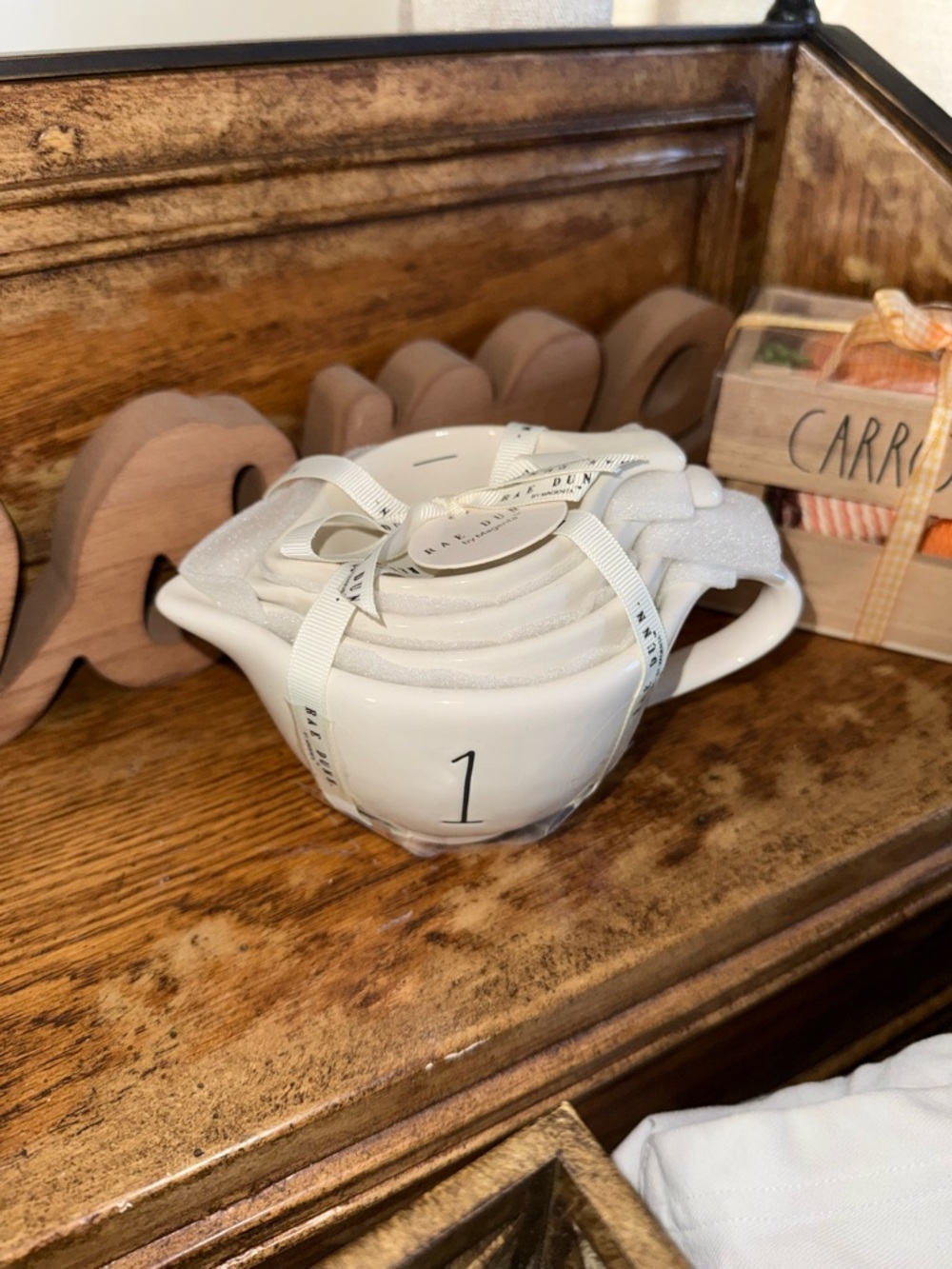 White Numbered Rae Dunn Measuring Cup Set NWT